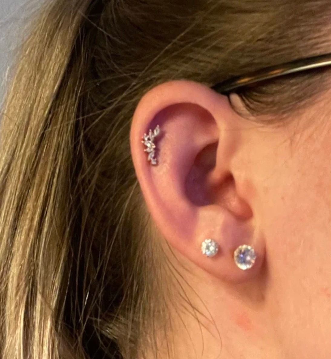 Sparkle Piercing–14K Rose Gold Pin,DaintyCartilage Earring, Super Sparkly Stud, Bestseller, Most Reviewed, Gift for Her,Layered earring  -7