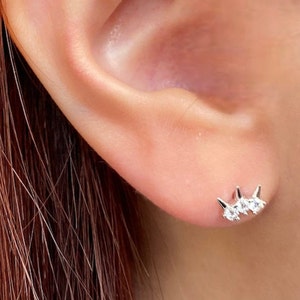 Winzige Krone Piercing, Knorpel, CZ Ohrstecker, Tragus Piercing, CZ Piercing, Helix Ohrring. B3