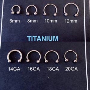 Titanium implant grade HorseShoe Barbell Piercing - Cartilage, Rook, Helix, Septum, Nose Ring, Stud Externally Threaded 14G 16G 20G