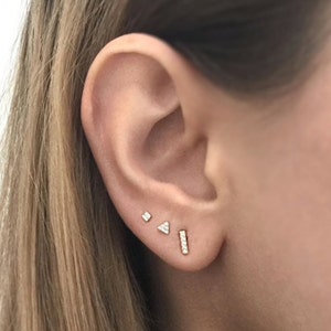 Tiny figure earring set/Cartilage earring/CZ stud ear piercing/Tragus earring/CZ piercing/Helix Earring/conch piercing/silver earring/A5