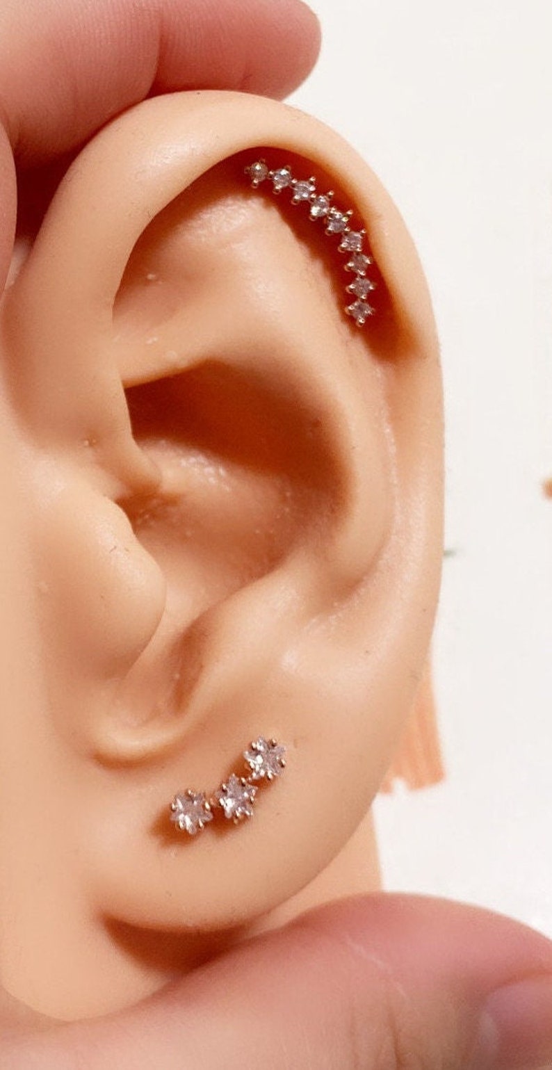 Curved Bars Set Studs Piercing Stud Earring Cartilage Etsy