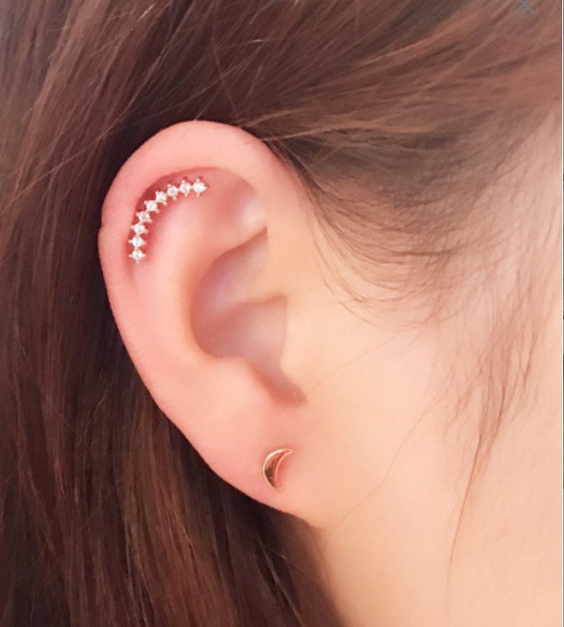 Cartilage Piercing Set/ Conch Piercing/ Curved Bar Etsy