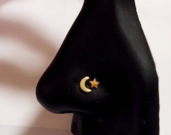 Moon Star Bolt Nose Ring Set: 20G Surgical Steel Nose Studs