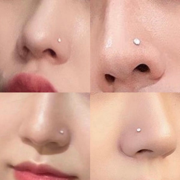 CZ nose stud, nose piercing, cute nose ring, nose studs jewelry, L bend, nose bone, small nose stud, cartilage earring, 2mm3mm,18G20G/N29