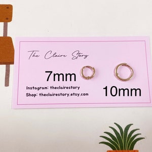 14K Solid Gold simple hoop piercing&earring/Helix piercing/cartilage /Tragus piercing/Daith piercing/Snug piercing/Hoop piercing-G7 image 9