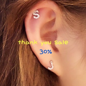 Initial piercing /Cartilage earring/CZ stud ear piercing/Tragus Piercing/CZ piercing/Helix Earring/conch piercing