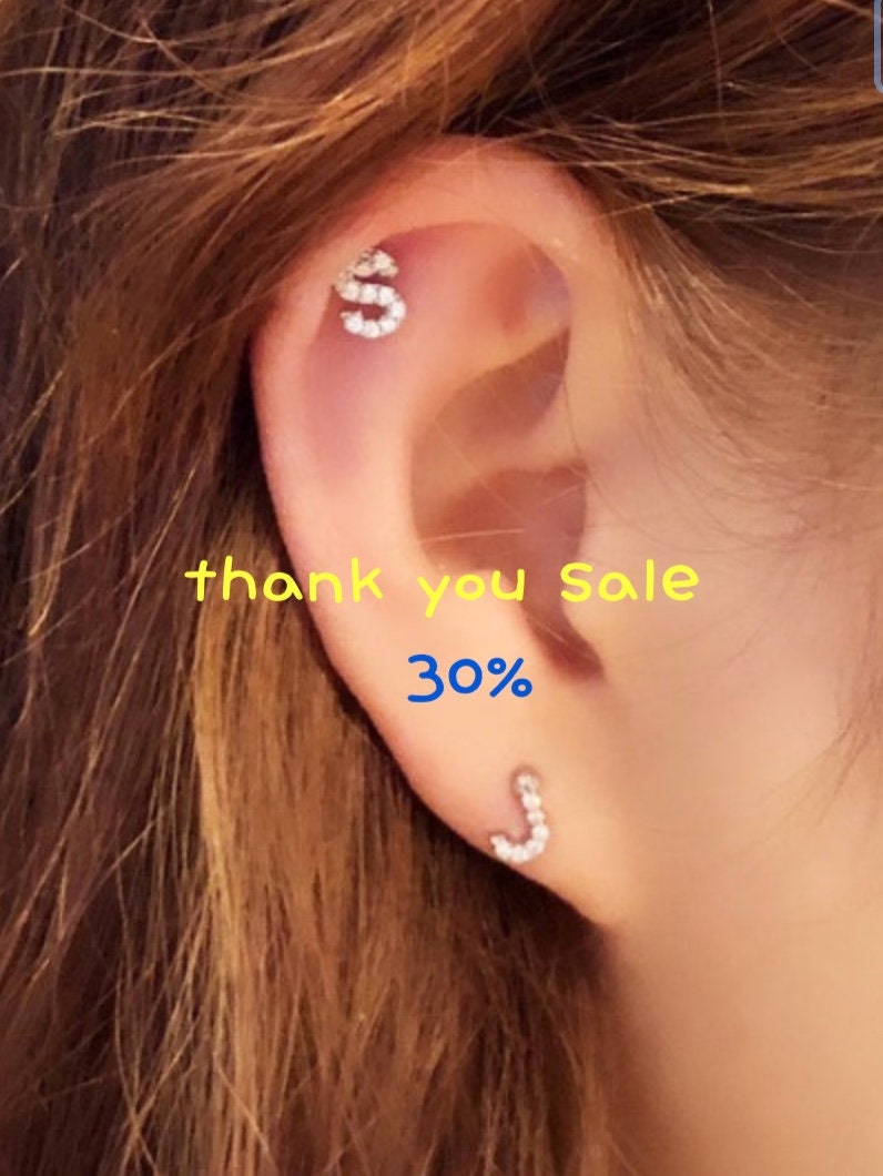 Initial Piercing Cartilage earring CZ Stud Ear piercing Tragus Piercing CZ piercing Helix Earring conch Piercing