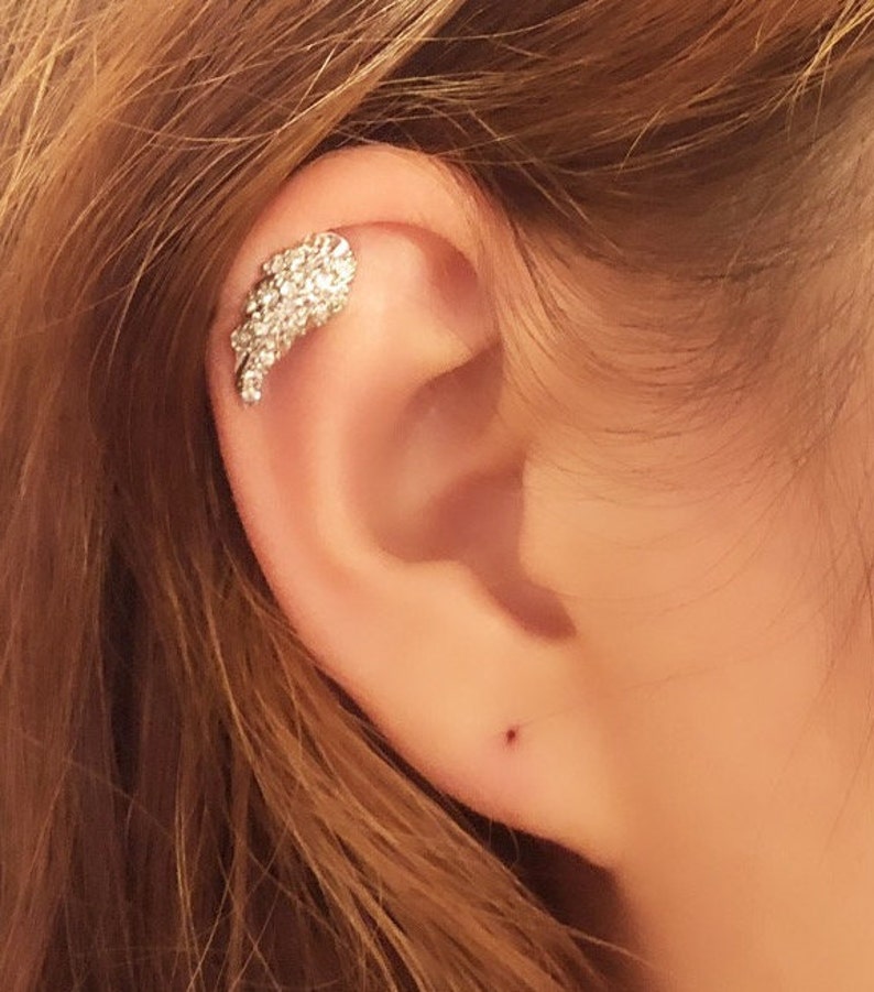 Big Angel Wing Piercing/cartilage Earring/cz Stud Ear Etsy