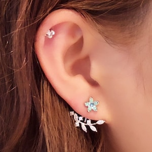 Vine Earring Jacket,Two-way, crystal ear jacket, silver ear jacket, crystal ear climbers, cubic zirconia ear jacket,wedding earring