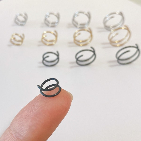 Double Hoop nose ring, double hoop piercing, Huggie Earrings, Spirals Earrings,  Cartilage, Double piercing earring, double nose ring