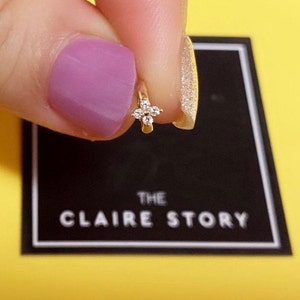 14K Gold Flower Hoop Earring: Helix, Tragus, Cartilage Piercing