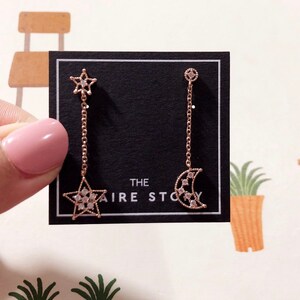 unbalanced Moon & star drop earring /unique style/silver earring/party earring/earrings dangle/studs/earrings/gift for her