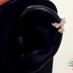Hinged Segment Ring With CZ Vine and CZ Dangle/Surgical Steel Hoop piercing/hoop Earrings/Hoop piercing/Cartilage / hoop/hinged/segment