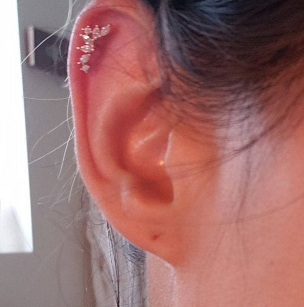Sparkle Piercing–14K Rose Gold Pin,DaintyCartilage Earring, Super Sparkly Stud, Bestseller, Most Reviewed, Gift for Her,Layered earring  -7