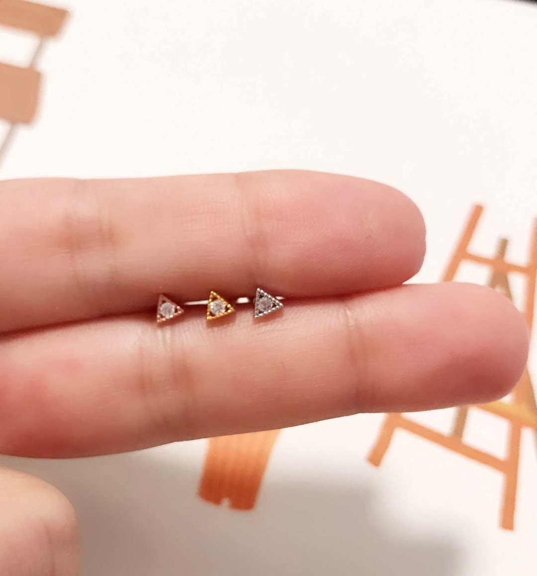 Tiny Triangle Piercing/cartilage Earring/tragus Stud Piercing Etsy