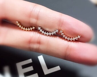 Curved Bar Nine Studs Piercing/ Conch Piercing/ curved bar earring/