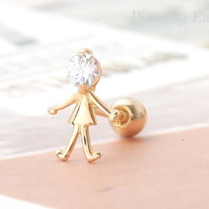10K gold doll solid gold Piercing/10K gold stud earring /Tragus Piercing/piercing/Helix Earring/conch piercing