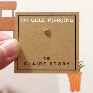 10K gold Triangle Piercing/10K gold stud earring /Tragus Piercing/piercing/Helix Earring/conch piercing