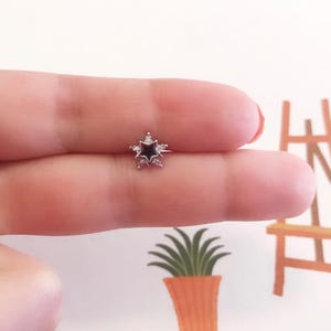 Piercing de estrela preta/brinco de cartilagem/piercing de orelha com tachas de zircônia cúbica/piercing de tragus/piercing de zircônia cúbica/brinco de hélice/piercing de concha