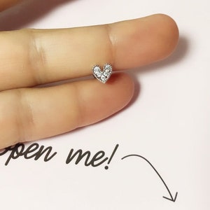 Cubic heart Piercing/Cartilage earring/Tragus stud Piercing/surgical steel earring/CZ piercing/Helix Earring/conch piercing