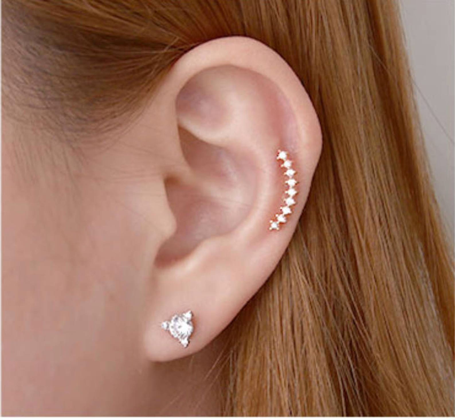 Curved Bar Nine Studs Piercing/ Conch Piercing/ Curved Bar Etsy