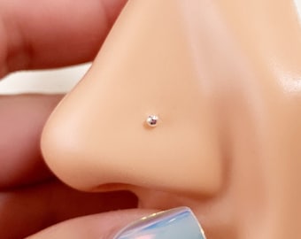 Tiny Ball Sterling Silver Nose Stud - 22GA