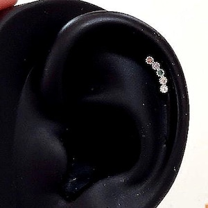 Colorful curved bar Piercing, Cartilage, CZ stud ,Tragus Piercing, Helix Earring, conch piercing, stud piercing, CZ earring. studs