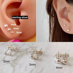Sterling Silver ball earring, 2mm,3mm,4mm, Sterling Silver Earrings, silver Studs, Minimalist Earring, CZ stud earring,silver minmalist