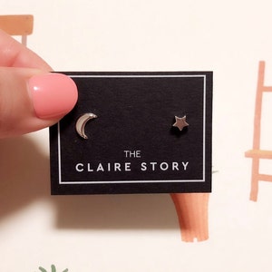 Pendientes de plata de ley con forma de luna y estrella: Joyas celestiales