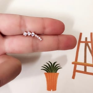 NEW 14K Rose gold pin long Curved Bar Studs Piercing/Brass/ Conch Piercing/ curved bar earring/Cartilage/14K CZ stud earring-52