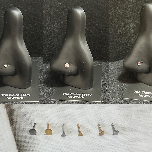 Surgical Steel Nose Stud: Heart, Circle, Triangle - 20G