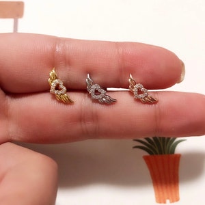 Herz mit Flügel Piercing/Knorpelohrring/CZ Ohrstecker Piercing/Tragus Piercing/CZ Piercing/Helixohrring/Muschelpiercing