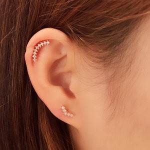 curved Bars set Studs Piercing/ Conch Piercing/ curved bar earring/Cartilage earring/CZ stud piercing/Tragus /Helix Earring/conch piercing