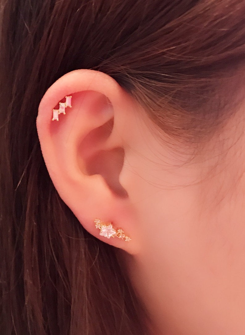 Z Bar Piercing/cartilage Earring/cz Stud Ear Piercing/tragus Etsy