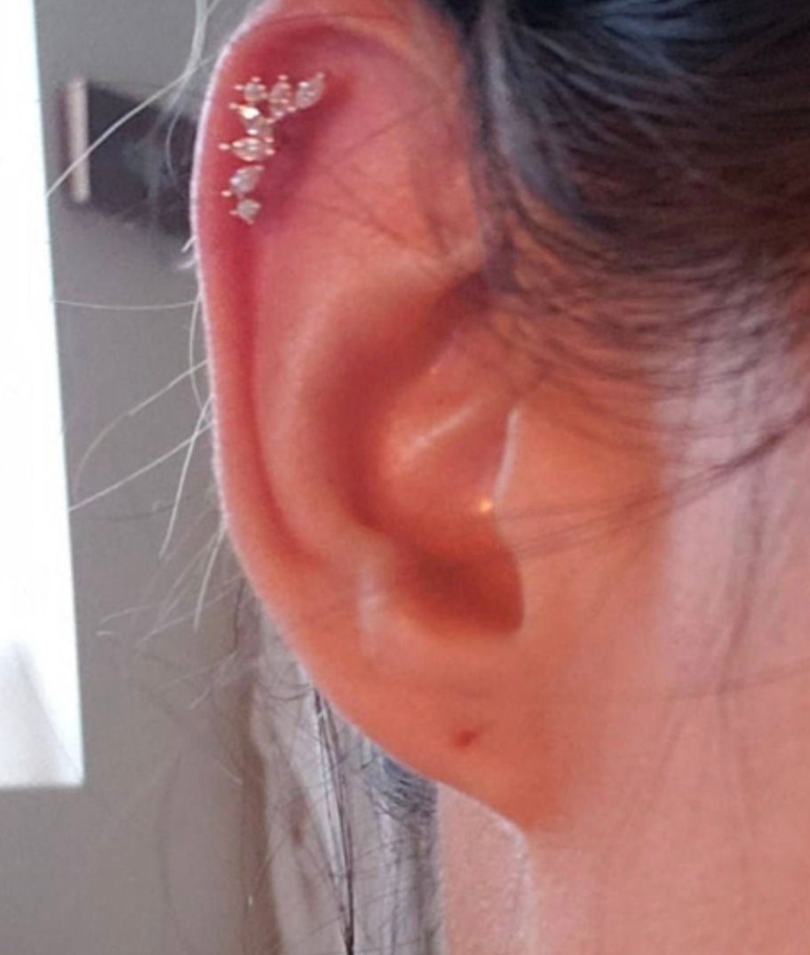 Orecchini A Perno 16G In Acciaio Chirurgico Oro Rosa Con Zirconia Cubica – Per Cartilagine E Trago - 4