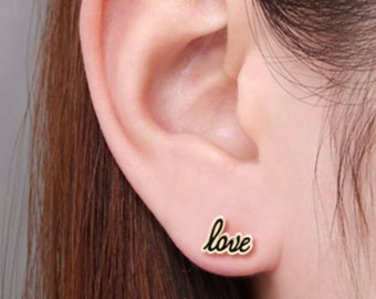 LOVE 14K solid gold Piercing/14K gold stud earring /Tragus Piercing/piercing/Helix Earring/conch piercing/14K earring/ gift for girl