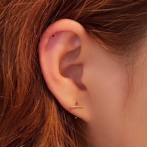 Tiny bar hook earring/ bar earring/ Tiny bar Sterling Silver Earring/Tiny Stud Earrings