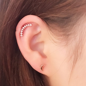 Meilleure vente, ensemble de piercings superposés, montant neuf barre incurvée + croissant de lune, boucle d'oreille cartilage, tragus, conque, piercing en hélice, ensemble de boucles d'oreilles, /