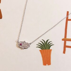 Hamsa Necklace/ Simple Delicate Necklaces/ elegant style/ silver necklace /silverPendants necklace/4