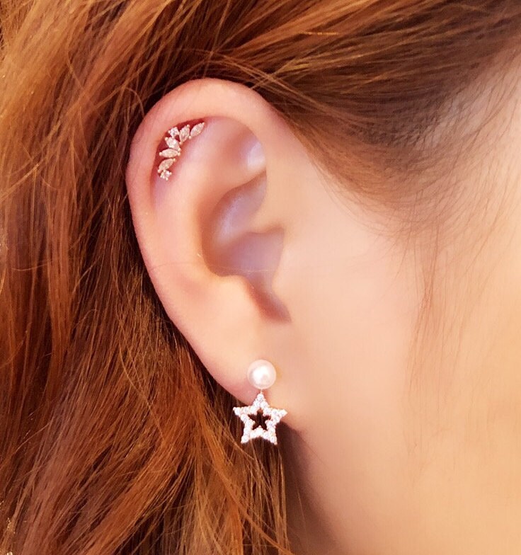 Orecchini A Perno Per Cartilagine 16G (1,2mm) In Oro Rosa Con Zirconi - Acciaio Chirurgico Ipoallergenico, Coppia