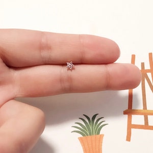 Tiny flower 14K rose gold pin Piercing/Brass/ CZ stud earring /Tragus Piercing/CZ piercing/Helix Earring/conch piercing/Flower studs -33