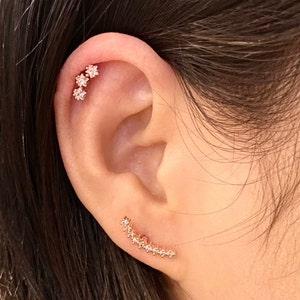 Curved Bars set, Studs Piercing, stud earring, Cartilage earring, CZ piercing, Tragus, Helix Earring,conch piercing, CZ earring, CZ stud