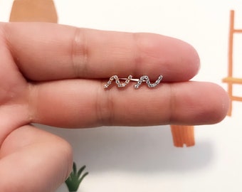 Small wave Studs Piercing/ Conch Piercing/ curved bar earring/