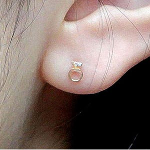 NEW 14K solid Gold tiny Propose ring earring/ 14K gold / 14K gold earring /14K gold minimalist/ 14K real gold earring/14K solid gold stud-G4