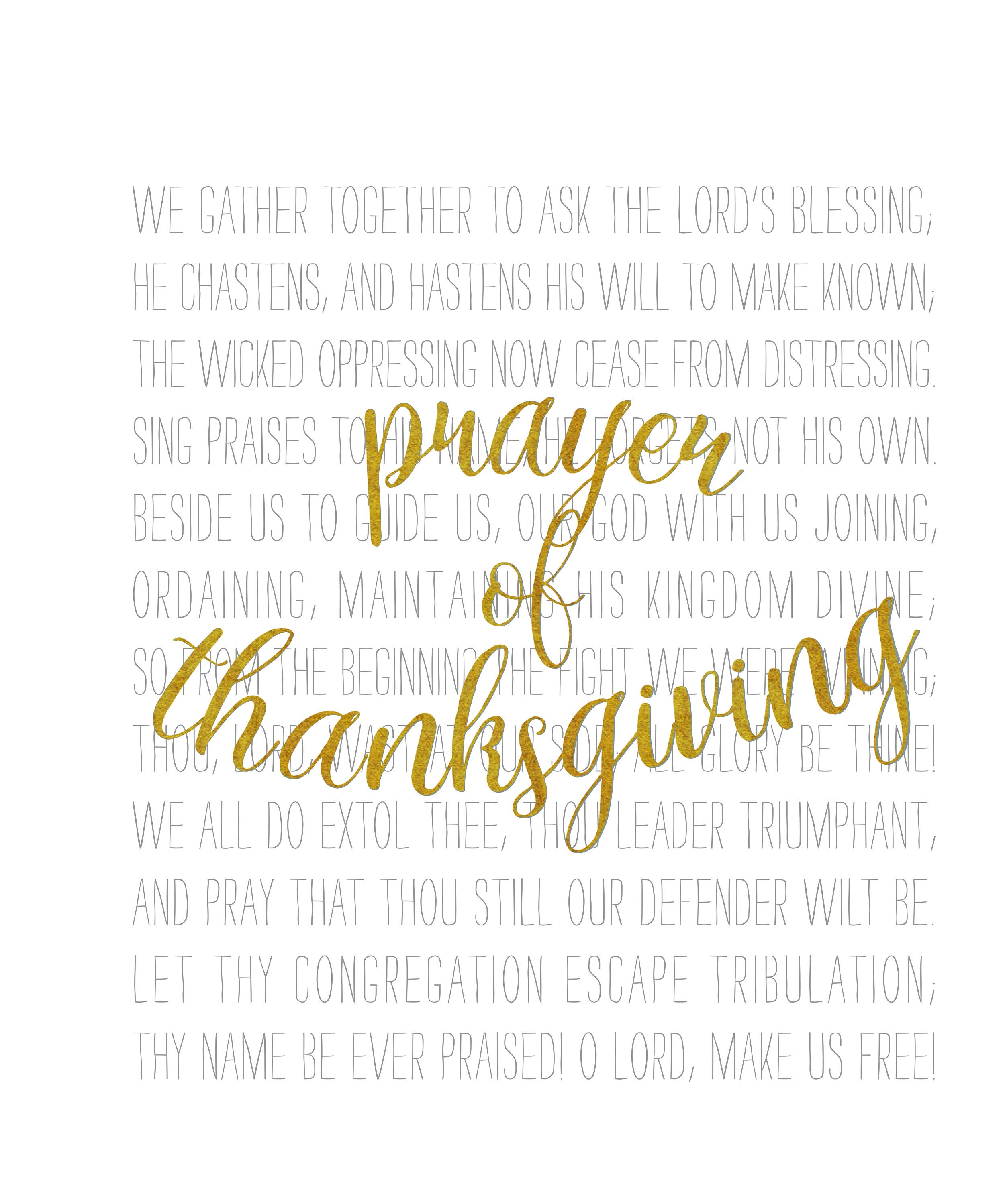 PRINTABLE Prayer of Thanksgiving Gold Foil Style Thanksgiving Print - Etsy