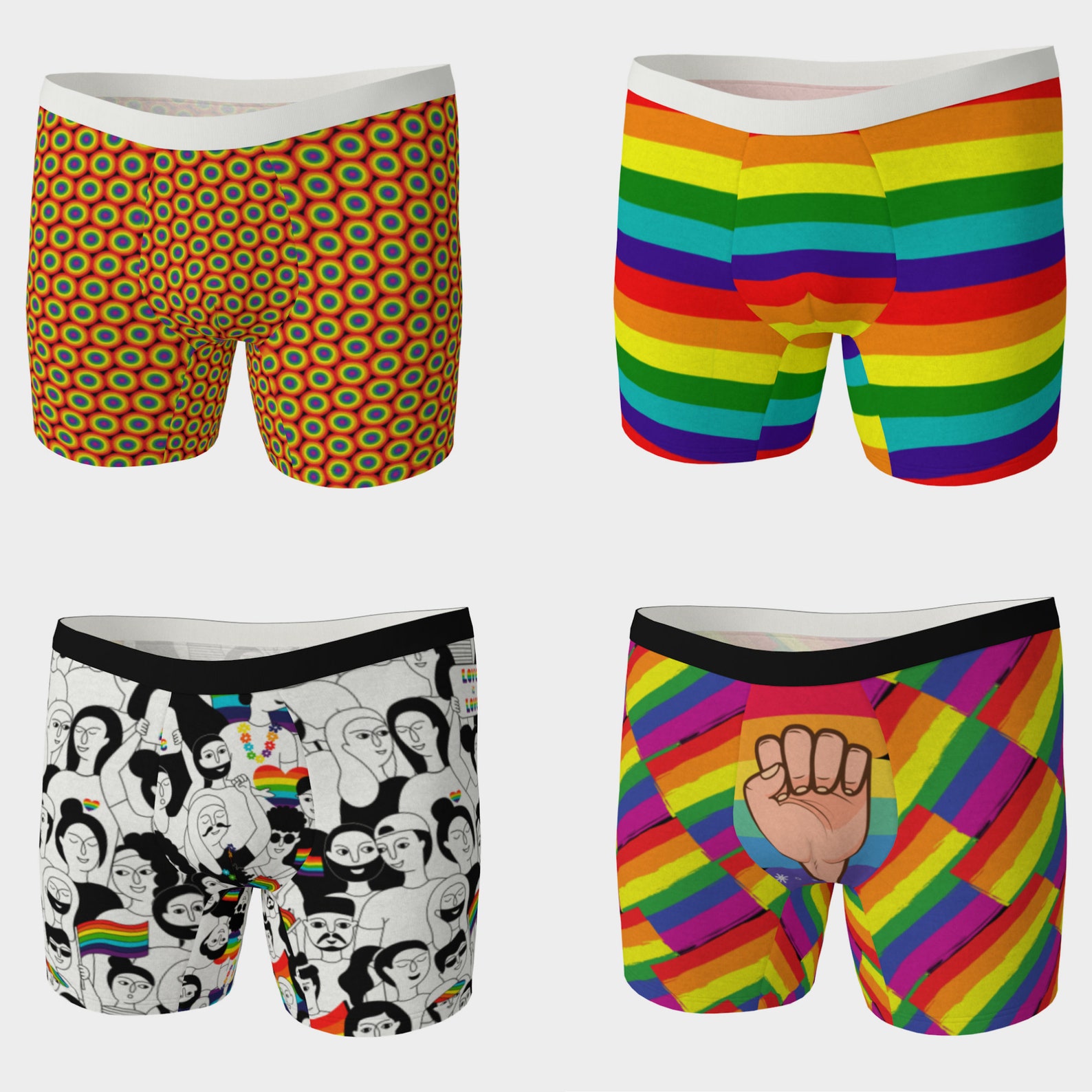 LGBT Men's Boxer Brief Underwear Colourful Boxers | Etsy