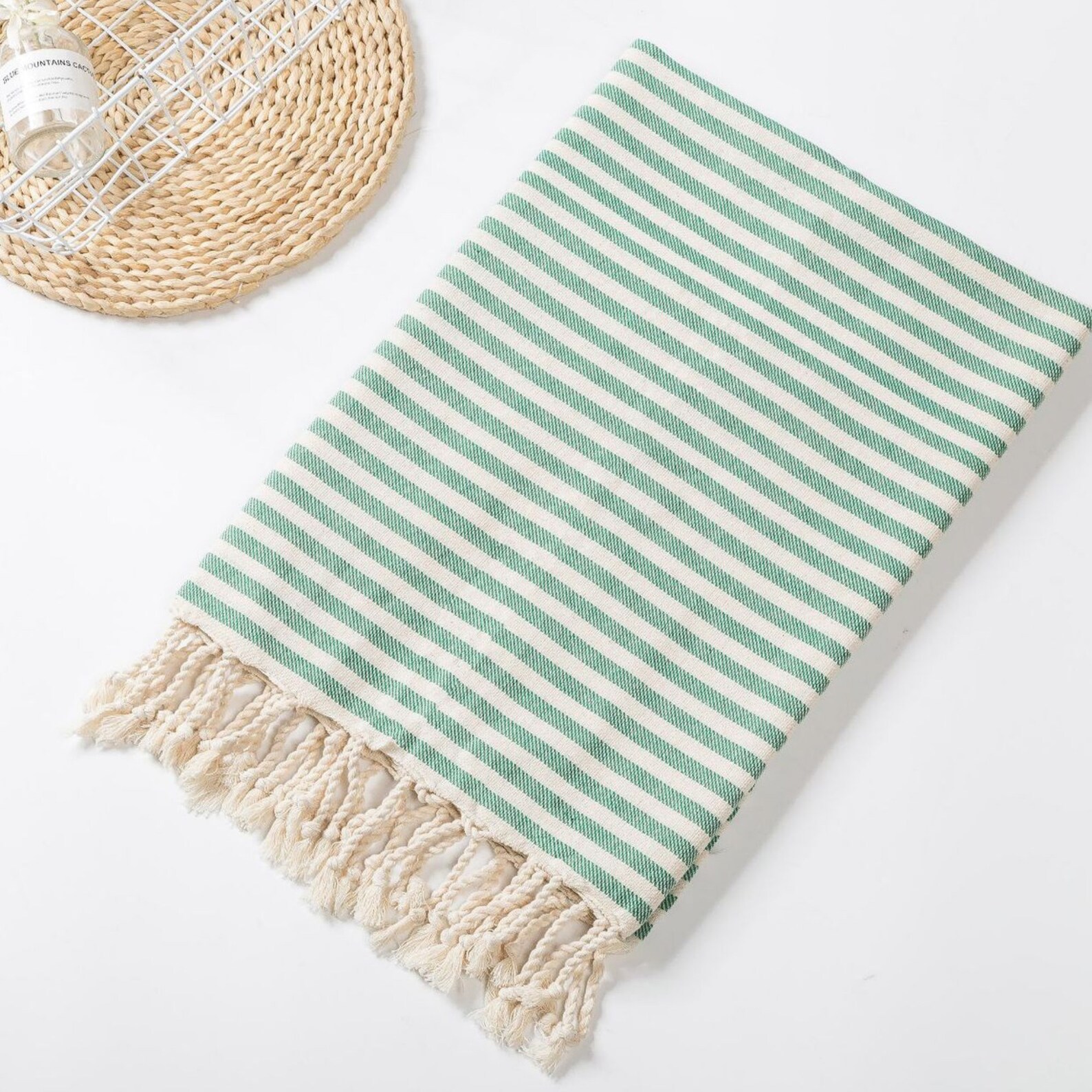 Fringed Beach Towel Polyester Cotton Wearable Striped Bath Etsy