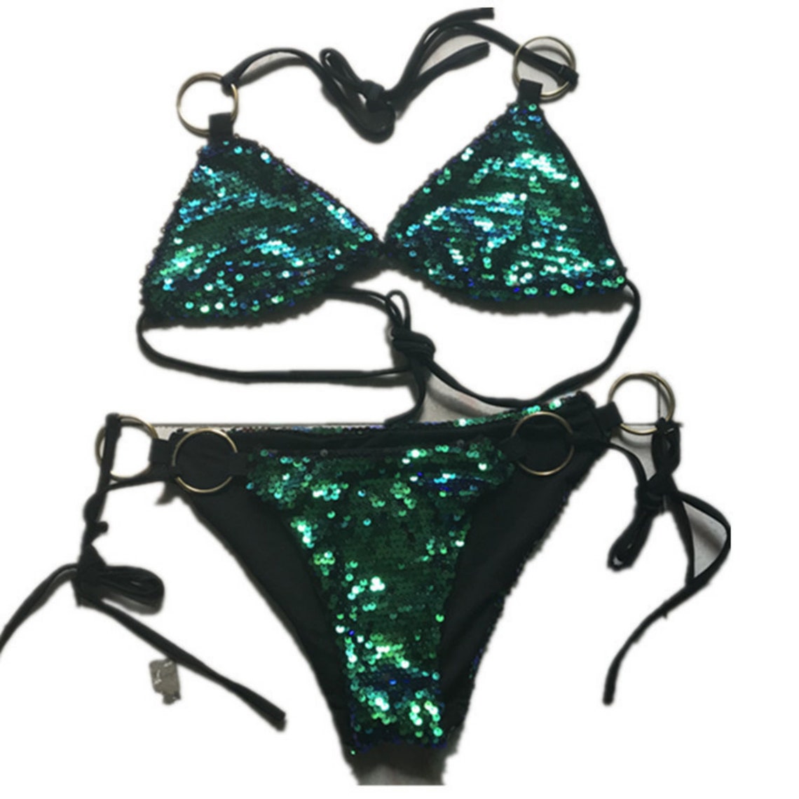 Pailletten Bikini Set Damen Glitzer Glitzer Bademode Etsy