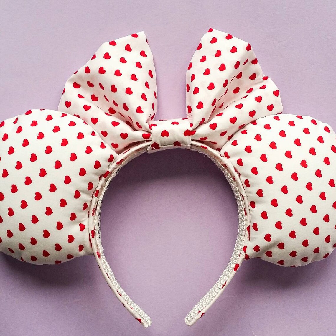DISNEY EARS Heart Print Valentines Day Love 40s Ditsy Red Etsy