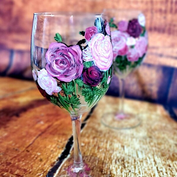 Painted Wine Glass Etsy